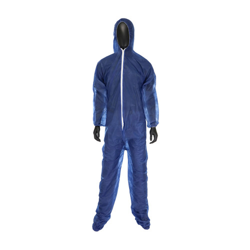 PIP Coverall w/Hood & Boots/Navy Blue/4X-Large (25/Case) 3584/XXXXL