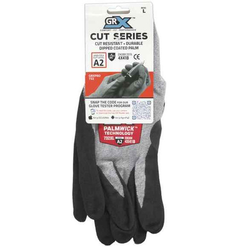 Grip-Rite GRX Cut Resistant Double Coated Palm Work Gloves, Large (6 Pair/Pack) #GRXCUT732L
