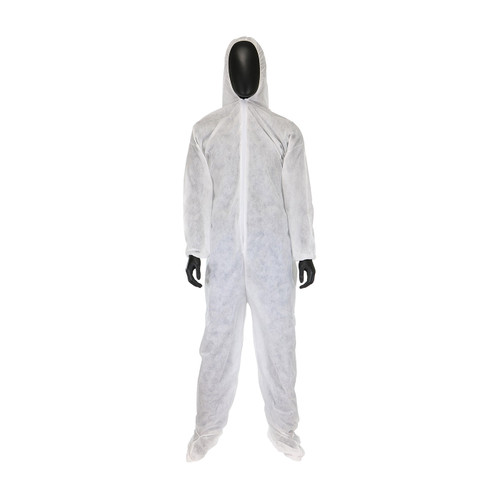 PIP SMS - Coverall w/Hood, Boots, Elastic Wrist & Ankle/White/5X-Large(25/Case) C3859/5XL