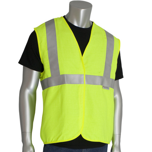 PIP ANSI Type R Class 2 AR/FR Solid Vest, Hi-Vis Yellow/Green, 5X-Large #305-2200-5X