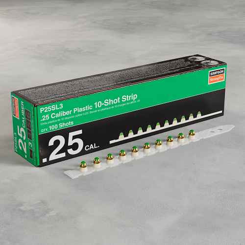 Simpson Strong Tie-P25SL3, .25 Caliber 10-Shot Strip Loads, Green (100/Pkg) Simpson Strong Tie-P25SL3, .25 Caliber 10-Shot Strip Loads, Green (100/Pkg)