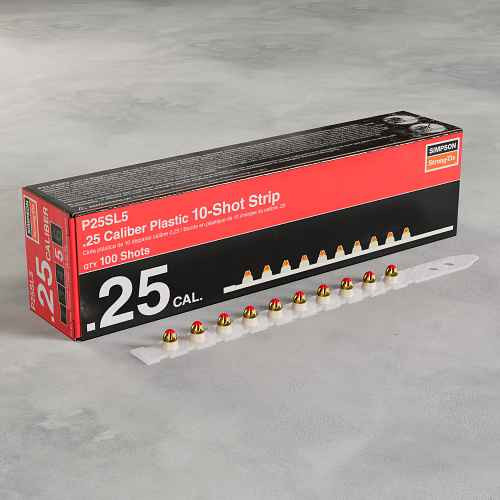 Simpson Strong Tie-P25SL5, .25 Caliber 10-Shot Strip Loads, Red (100/Pkg) Simpson Strong Tie-P25SL5, .25 Caliber 10-Shot Strip Loads, Red (100/Pkg)