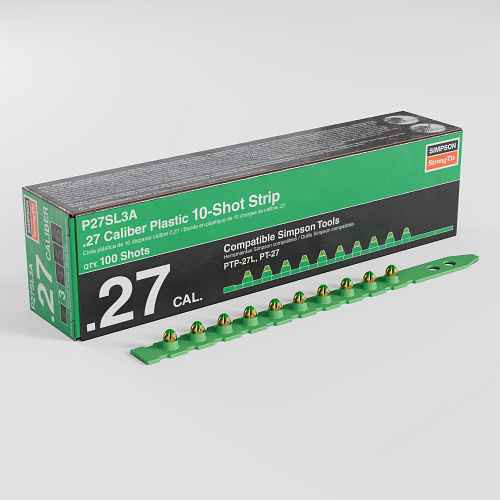 Simpson Strong Tie-P27SL3A, .27 Caliber 10-Shot Strip Loads, Green - Imported (100/Pkg)