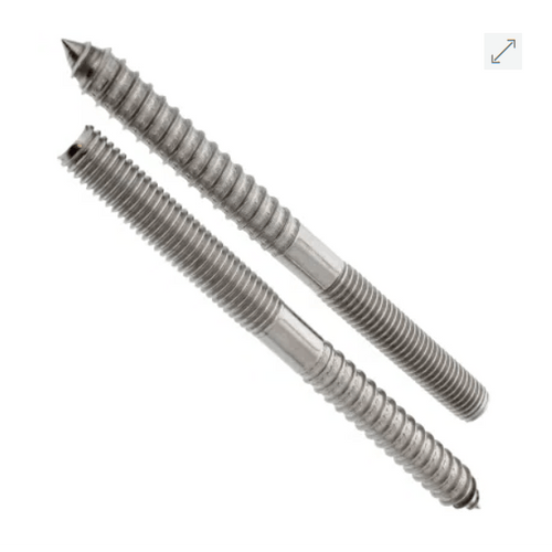 1/2"-13 x 4" Hanger Bolts, Full Thread, No Shoulder, 18-8 Stainless Steel (10/Pkg.)