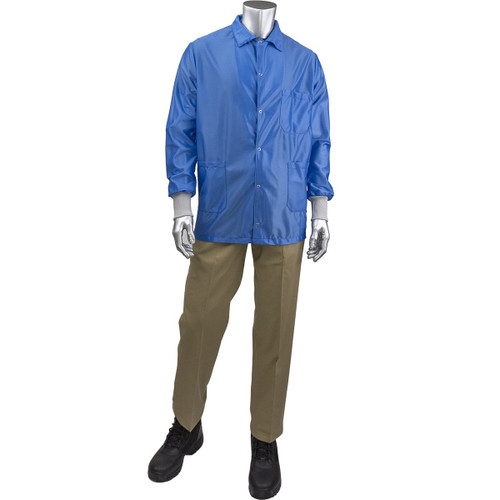 Uniform Technology StatStar Short ESD Labcoat-ESD Knit Cuff/Royal Blue/Medium #BR49AC-44RB-M