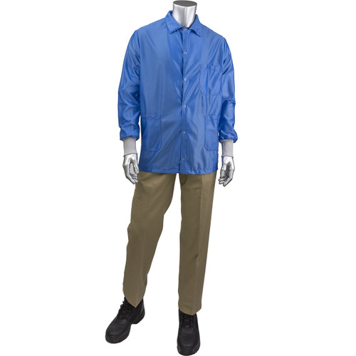 Uniform Technology StatStar Short ESD Labcoat-ESD Knit Cuff/Royal Blue/Small #BR49AC-44RB-S