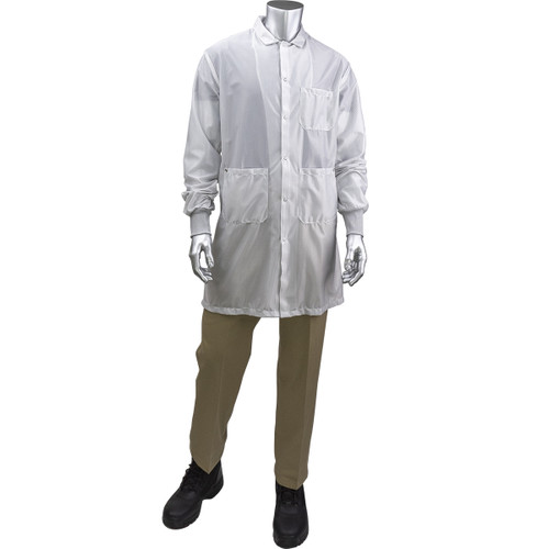 Uniform Technology StatStar Long ESD Labcoat ESD Knit Cuff/White/Medium #BR51C-44WH-M