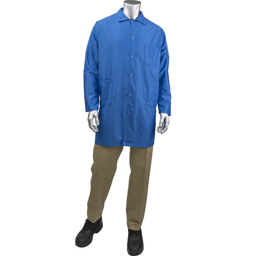 Uniform Technology Staticon Long ESD Labcoat/Royal Blue/Small #BR59N-45RB-S