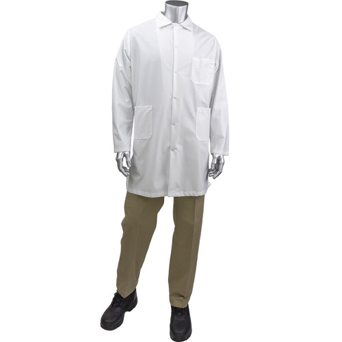 Uniform Technology Staticon Long ESD Labcoat/White/Large #BR59N-45WH-L