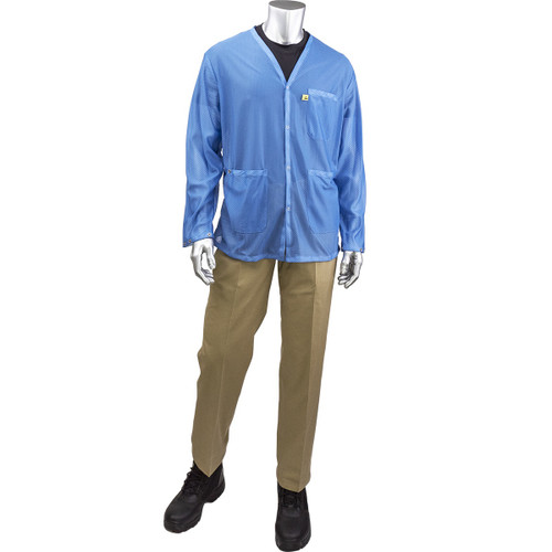Uniform Technology Short ESD Sheer Labcoat/Royal Blue/X-Small #BR8-42NB-XS