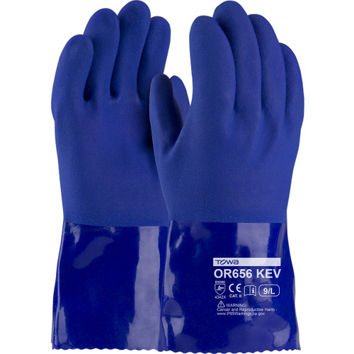 XtraTuff Oil Resistant PVC Glove with DuPont Kevlar Liner and Rough Grip/Blue/X-Large (12 Pairs) #58-8658K/XL