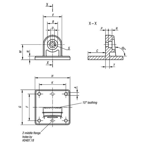 Kipp Tube Clamp, Swivel Base, Sunken Teeth, H=35 mm, G=50 mm, Thermoplastic, (Qty:10), K0487.18