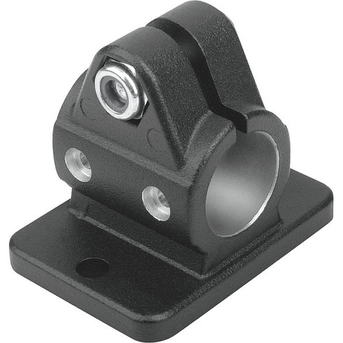 Kipp Line Acuator Connector Tube Clamps, w/Flange, Style A, Type E= 18 mm, Aluminum, Black, (Qty:1), K0498.18