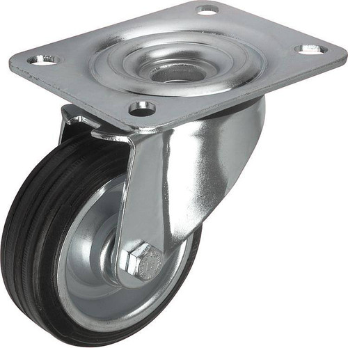 Kipp Swivel Casters, w/o Locking System, 80 mm, Rubber, Steel, (Qty:1), K1761.08025