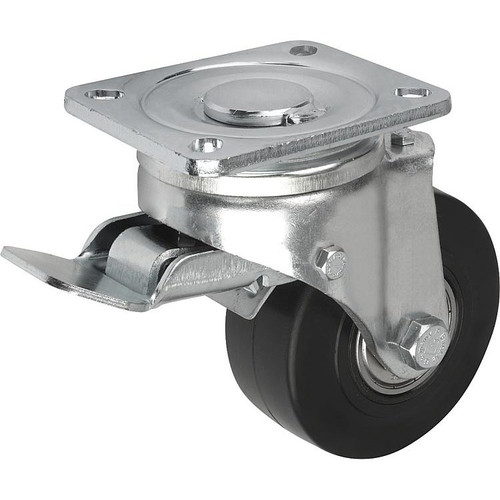 Kipp Swivel Caster, w/Stop Lock, 250 mm, Rubber, Steel, (Qty:1), K1763.250602