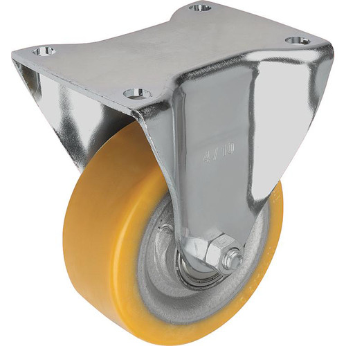 Kipp Fixed Caster, w/o Locking System, 100 mm, Polyurethane, Steel, (Qty:1), K1767.100401