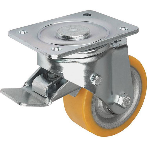 Kipp Swivel Caster, w/Stop Top, 160 mm, Polyurethane, Steel, (Qty:1), K1768.160502 Kipp Swivel Caster, w/Stop Top, 160 mm, Polyurethane, Steel, (Qty:1), K1768.160502