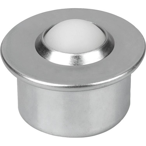Kipp Ball Transfer Units w/ Steel Housing and Plastic Ball, Style B, 24±0,065, Zinc-Plated Steel, (Qty:1), K761.115