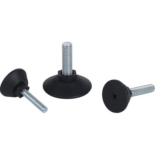Kipp Leveling Feet, Round, w/Hexagon Collar, M10X20, Polyamide, Steel, (Qty:10), K0675.4710X020 Kipp Leveling Feet, Round, w/Hexagon Collar, M10X20, Polyamide, Steel, (Qty:10), K0675.4710X020