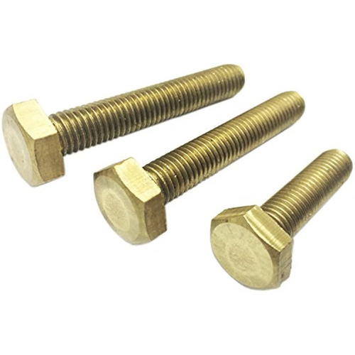 1/2"-20 NF x 3" Fully Threaded Hex Cap Screws, Brass (10/Pkg.)