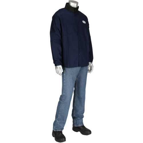 Ironcat FR Treated 100 % Cotton Sateen Jacket/Navy Blue/2X-Large #7050N/2XL