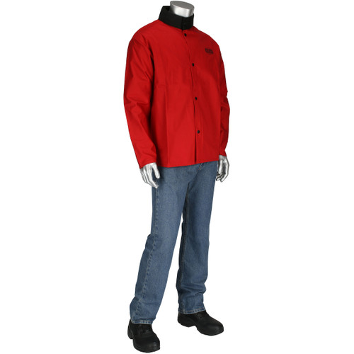 Ironcat FR Treated 100 % Cotton Sateen Jacket/Red/5X-Large #7050R/5XL