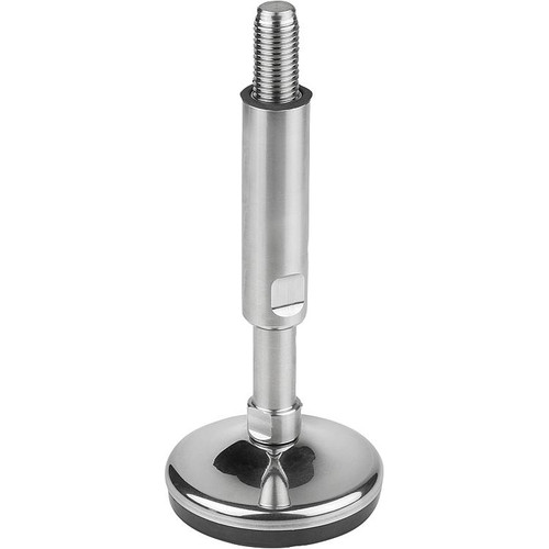 Kipp Leveling Foot, For Sterile Areas, M16X65, D=80 mm, Stainless Steel, Rubber, (Qty:1), K0741.08016X143