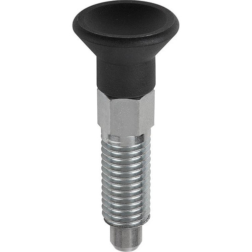 Kipp Indexing Plungers ECO, Size: 0, Style A, D1=M6, D=4 mm, w/o Locking Slot Or Nut, Steel, (Qty:10), K0747.01004060