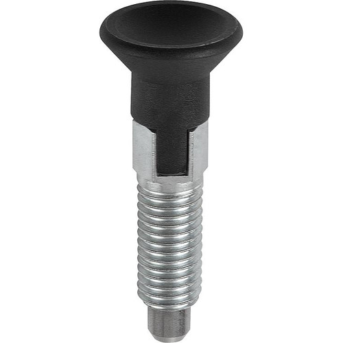 Kipp Indexing Plungers ECO, Size: 0, Style C, D1=M6, D=4 mm, w/Locking Slot, w/o Locknut, Steel, (Qty:10), K0747.03004060