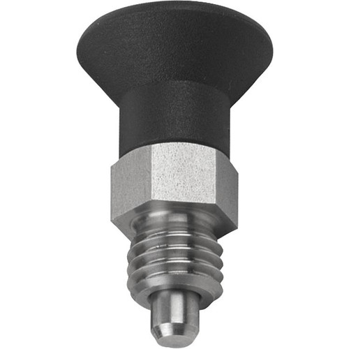 Kipp Indexing Plungers ECO, Short Version, Size: 1, Style A, D1=M10, D=5 mm, w/o Locking Slot, w/o Locknut, Steel, (Qty:10), K0748.01105100