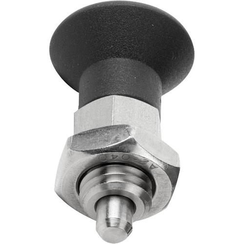 Kipp Indexing Plungers ECO, Short Version, Size: 0, Style B, D1=M8, D=4 mm, w/o Locking Slot, w/Locknut, Steel, (Qty:10), K0748.02004080