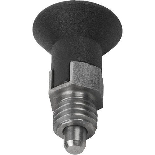 Kipp Indexing Plungers ECO, Short Version, Size: 0, Style C, D1=M8, D=4 mm, w/Locking Slot, w/o Locknut, Stainless Steel, (Qty:10), K0748.13004080