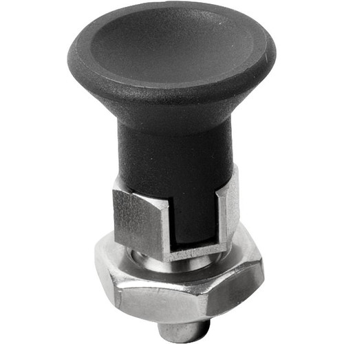 Kipp Indexing Plungers ECO, Short Version, Size: 0, Style D, D1=M8, D=4 mm, w/o Locking Slot, w/Locknut, Steel, (Qty:10), K0748.04004080