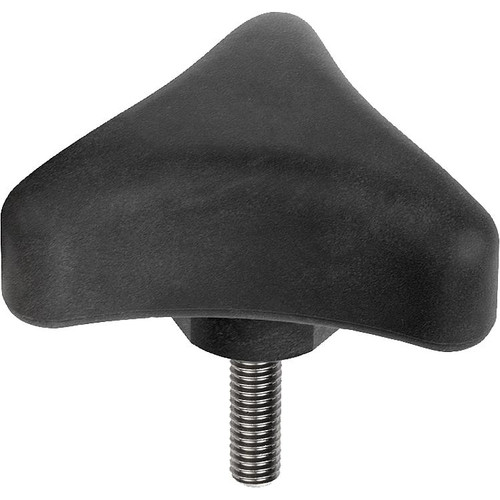 Kipp Triangular Grip Ergomonic, D=M8X30, D1=80 mm, H=37 mm, Style L, Plastic, Black,  (Qty:1), K0785.8008X30