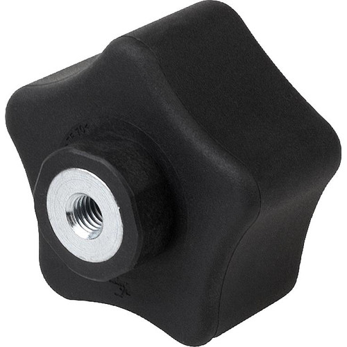 Kipp Five Lobe Grip, Ergonomic, D=M8, D1=63 mm, H=45 mm, Style K, Plastic, Black,  (Qty:1), K0786.06308