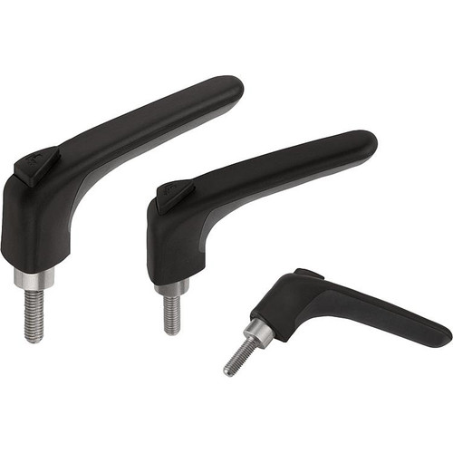 Kipp Adjustable Handle, w/External Thread, Ergonomic, Threaded Pin, M10X50, Size 3, Black, Plastic, Stainless Steel, (Qty:1), K0982.3101X50 Kipp Adjustable Handle, w/External Thread, Ergonomic, Threaded Pin, M10X50, Size 3, Black, Plastic, Stainless Steel, (Qty:1), K0982.3101X50