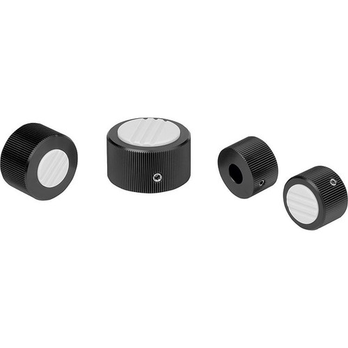 Kipp Knurled Knobs, Clamping w/Grub Screw, D1=27 mm, D=8 mm, H=18 mm, Aluminum, (Qty:1), K1099.27085