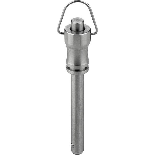 Kipp Ball Lock Pins, w/Recessed Grip & Ring, Form B, D1=5 mm, L=20 mm, L1=5.9 mm, Stainless Steel, (Qty:1), K0790.101205020