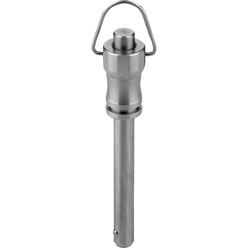 Kipp Ball Lock Pins, w/Recessed Grip & Ring, Form B, D1=5 mm, L=25 mm, L1=5.9 mm, Stainless Steel, (Qty:1), K0790.101205025