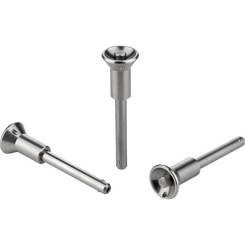Kipp Ball Lock Pins, w/Mushroom Grip, D1=5 mm, L=20 mm, L1=5.9 mm, Stainless Steel, (Qty:1), K0791.01905020