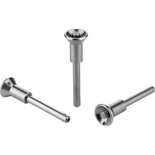 Kipp Ball Lock Pins, w/Mushroom Grip, D1=10 mm, L=20 mm, L1=8.9 mm, Stainless Steel, (Qty:1), K0791.02510020 Kipp Ball Lock Pins, w/Mushroom Grip, D1=10 mm, L=20 mm, L1=8.9 mm, Stainless Steel, (Qty:1), K0791.02510020