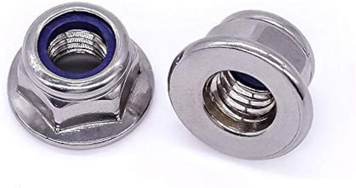 M8-1.25 DIN 6926 Flange Nylon Insert Locknuts, 316 Stainless Steel