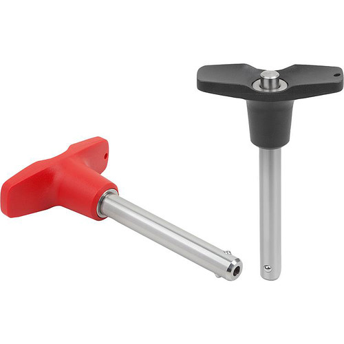 Kipp Ball Lock Pins, w/T-Grip, D1=5 mm, L=15 mm, L1=5.9  mm, Stainless Steel, (Qty:1), K0792.204605015
