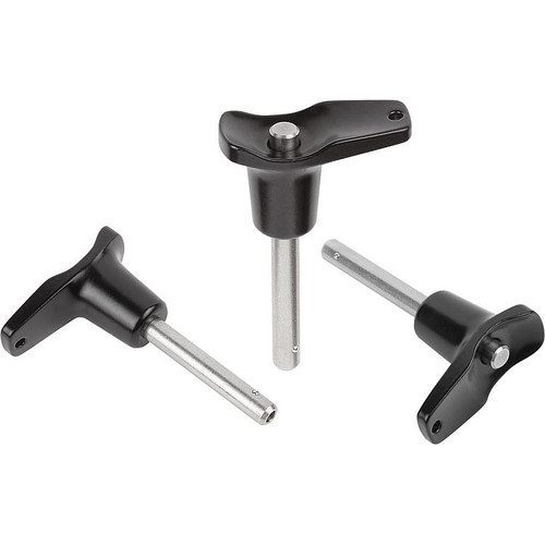 Kipp Ball Lock Pins, w/L-Grip, Self-Locking, D1=6 mm, L=10 mm, L1=6.8 mm, Stainless Steel, (Qty:1), K0793.102606010