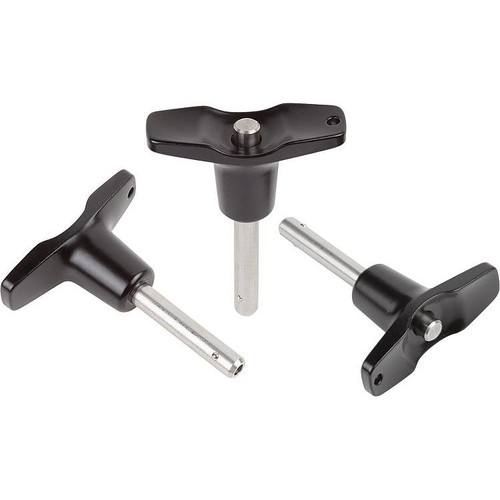 Kipp Ball Lock Pins, w/T-Grip, Self-Locking, D1=10 mm, L=20 mm, L1=8.9 mm, Stainless Steel, (Qty:1), K0793.206310020
