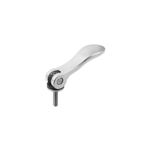 Kipp Cam Lever, Adjustable, External Thread, Plastic Washer, Size 1, M5X20, A=70.4 mm, B=21.5 mm, Stainless Steel, Blasted, (Qty:1), K0647.1512305X20
