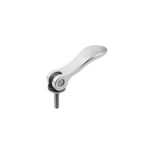 Kipp Cam Lever, Adjustable, External Thread, Plastic Washer, Size 1, M5X20, A=70.4 mm, B=21.5 mm, Stainless Steel, Blasted, (Qty:1), K0647.1512305X20