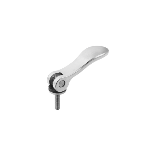 Kipp Cam Lever, Adjustable, External Thread, Washer, Size 2, M8X30, A=96 mm, B=33.3 mm, Stainless Steel, Blasted, (Qty:1), K0647.2541308X30