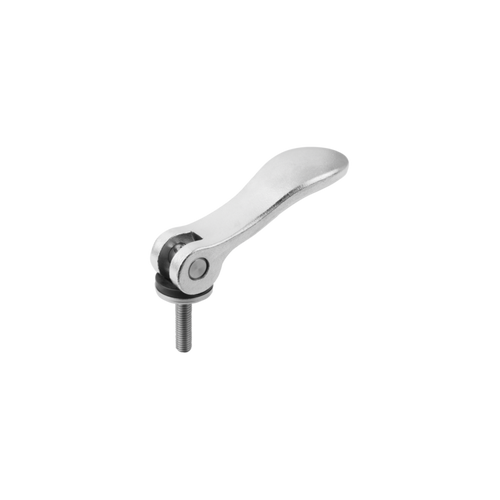 Kipp Cam Lever, Adjustable, External Thread, Washer, Size 0, 10-24X20, A=52.3 mm, B=18 mm, Stainless Steel, (Qty:1), K0647.05410A0X20