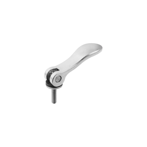 Kipp Cam Lever, Adjustable, External Thread, Washer, Size 1, 1/4-20X40, A=70.4 mm, B=21.5 mm, Stainless Steel, (Qty:1), K0647.15410A2X40